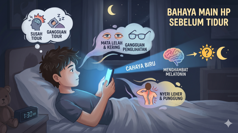 Bahaya Main HP Sebelum Tidur